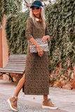 Round Neck Long Sleeve Split Dress