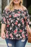 Floral Print Off Shoulder Plus Size Blouse