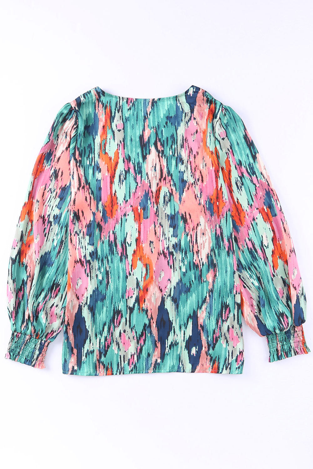 V Neck Abstract Print Long Sleeve Shirt