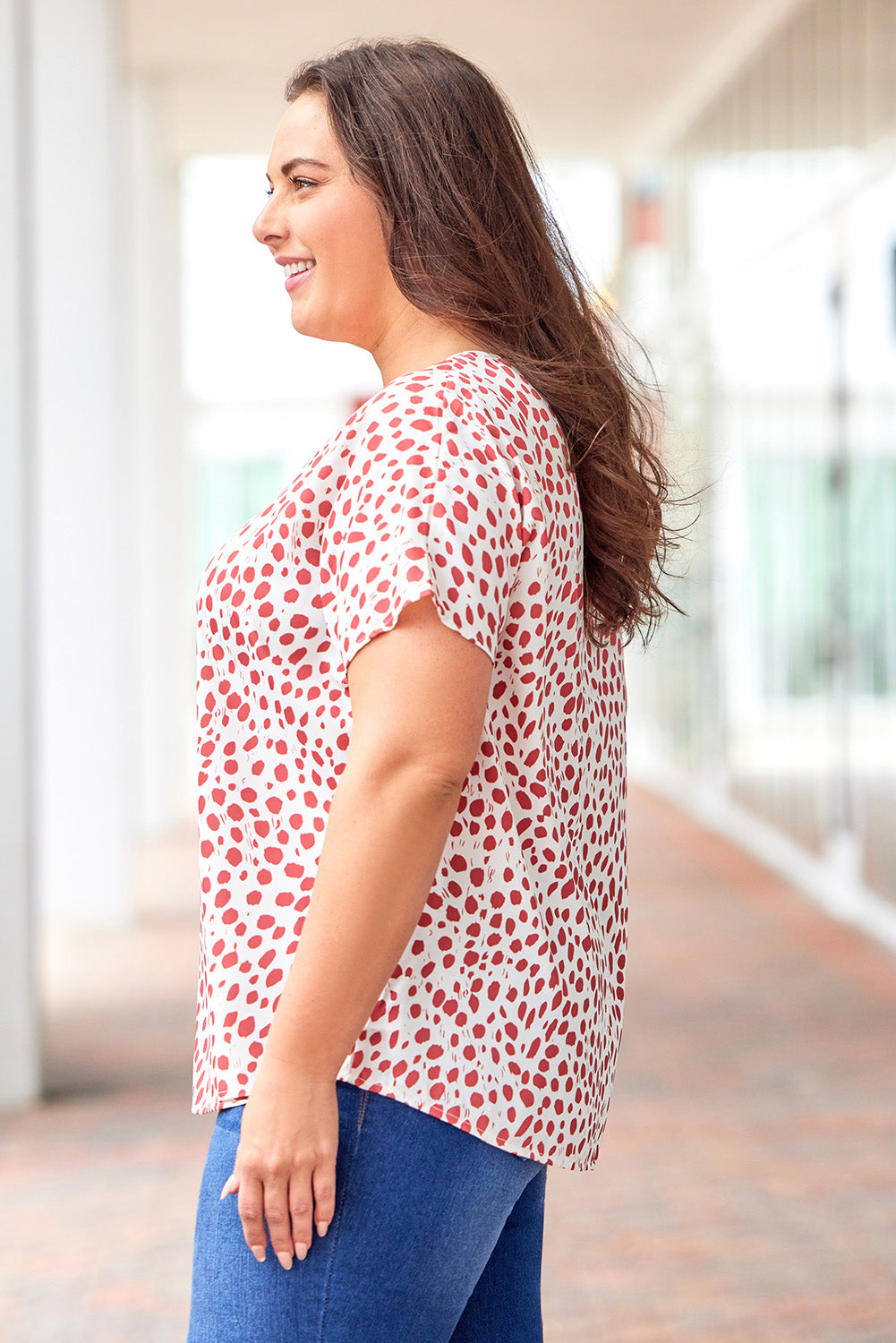 Plus Size V Neck Short Sleeve Shift Top