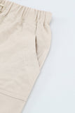 Solid Color Drawstring Frayed Hem Pocketed Shorts