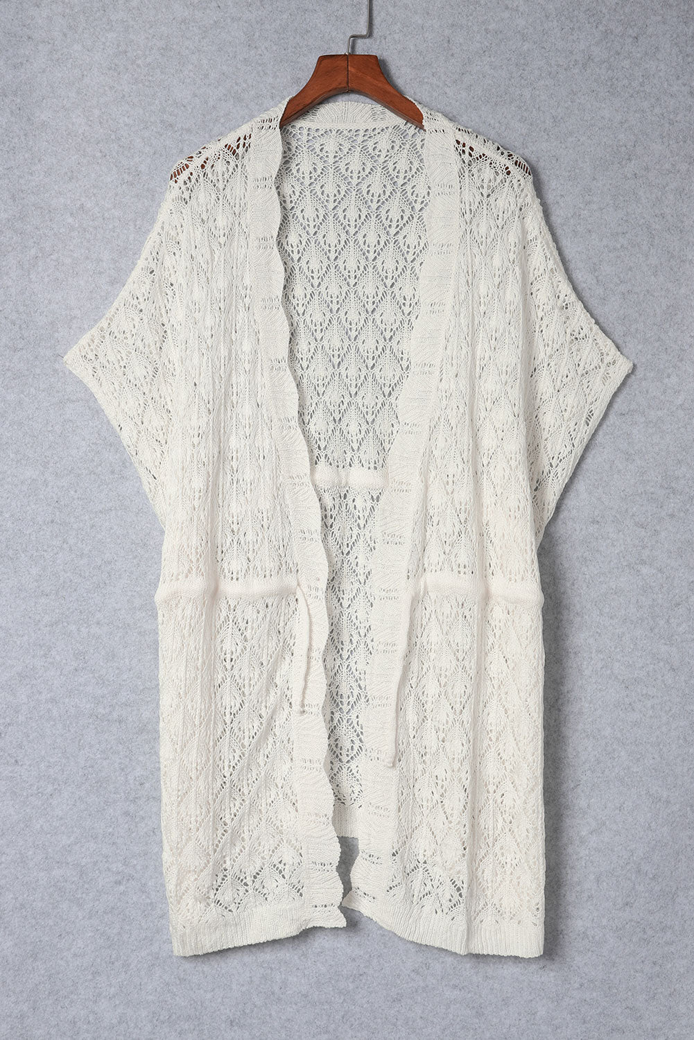 Kimono ouvert sur le devant en crochet blanc avec fentes