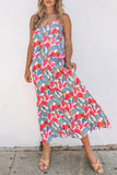 Abstract Print Spaghetti Straps Maxi Dress