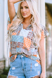 Boho Mixed Patterns Flutter Sleeves Top