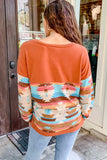 Western Aztec Patchwork Long Sleeve Top