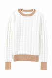 Textured Knit Contrast Long Sleeve Sweater