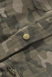 Veste boutonnée multi-poches à imprimé camouflage vert