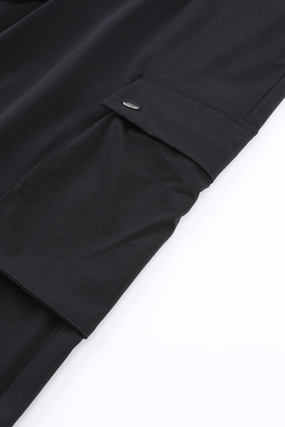 Pantalon cargo noir à taille élastique et poignets avec cordon de serrage 