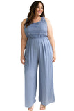 Tie Back Crochet Tank Casual Plus Size Jumpsuit