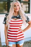 Contrast American Flag Cutout T-Shirt