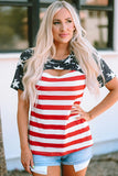 Contrast American Flag Cutout T-Shirt