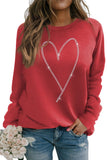 Red Solid Round Neck Raglan Sleeve Sweatshirt