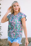 Floral Print Ruffled Short Sleeve Babydoll Top