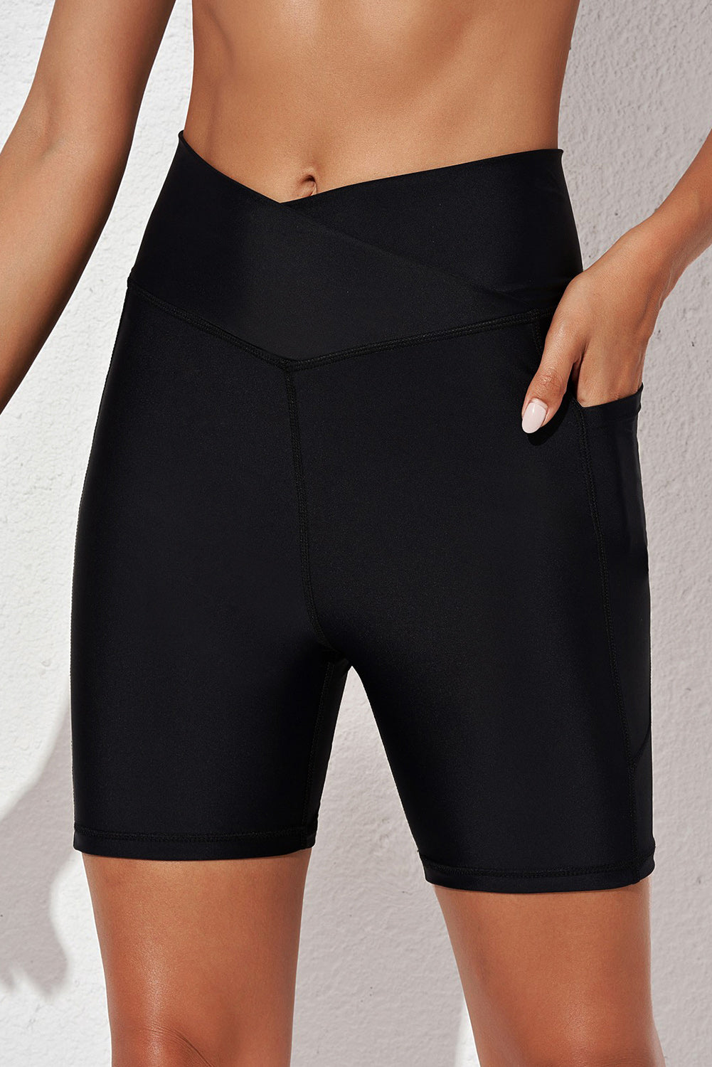 Crossed Waist Sporty Bermuda Bikini Shorts