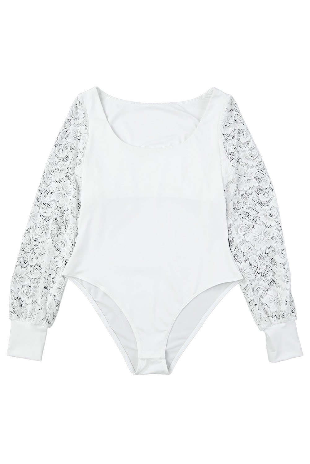 Lace Sleeves Square Neck Bodysuit