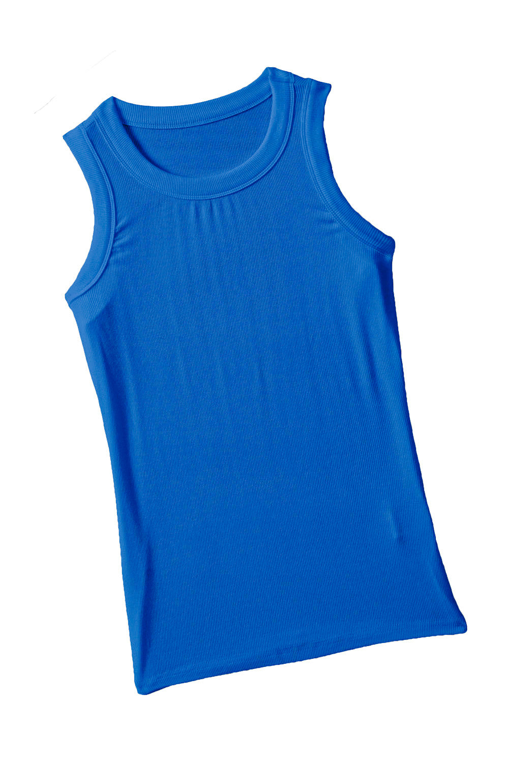 Solid Ribbed Knit Slim Fit Tank Top