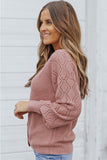 Bishop Sleeve Button V Neck Sweater