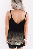 Gradient Leopard Lace V Neckline Tank Top