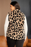 Plus Size Stand Neck Zipped Front Sherpa Jacket Vest