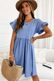 Round Neck Ruffle Sleeve Loose Dress