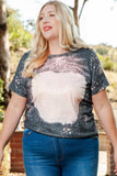 Plus Size Bleached Tie-dye Print T-shirt