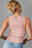 Apricot Pink Plain Ruched Side Slim Tank Top