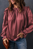 Frilled Neck Ruffled Long Sleeve Blouse