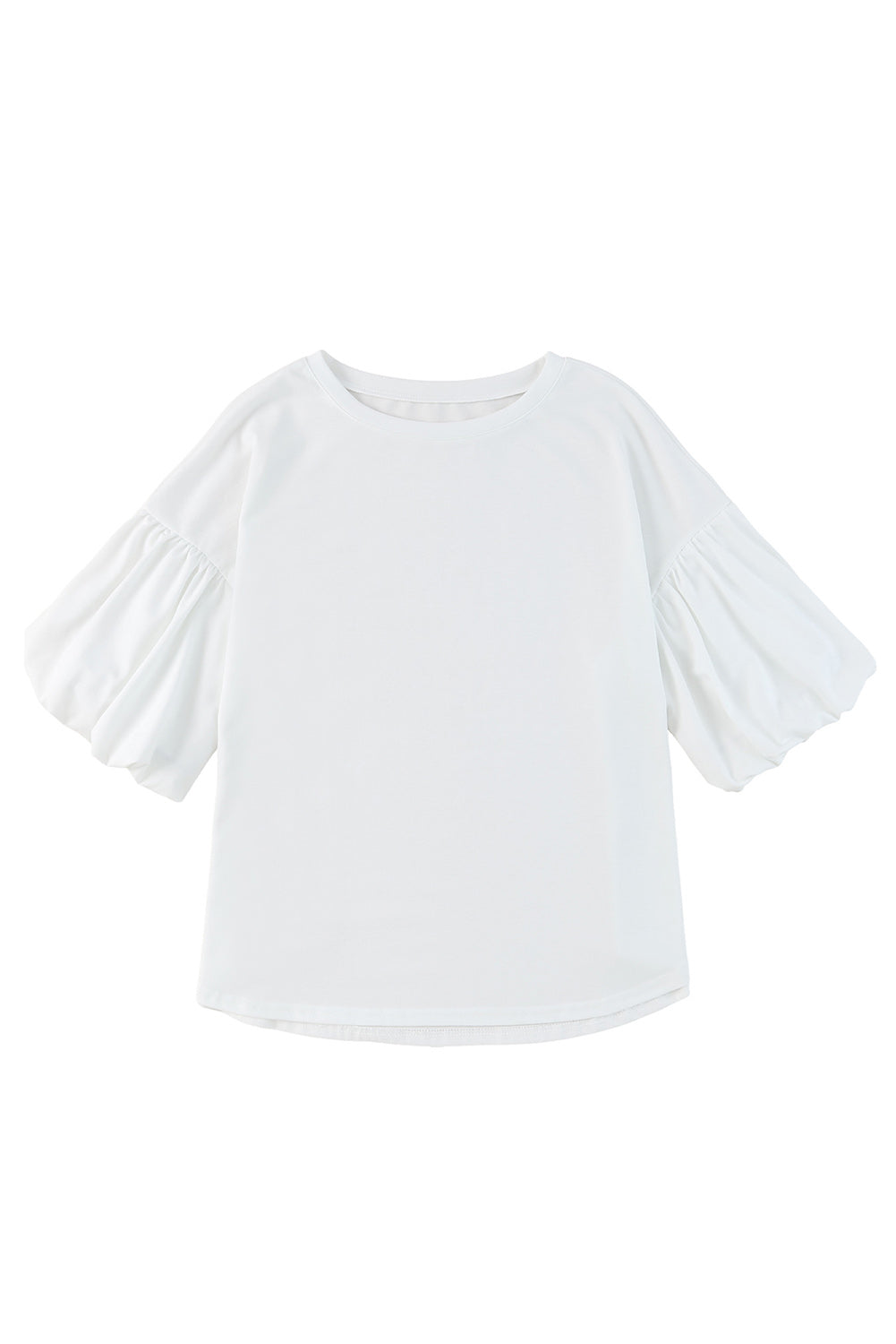 Joint Bubble Sleeve Round Neck Blouse