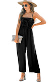 Front Knot Smocked Back Spaghetti Straps Jumpsuit