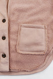 Veste ample boutonnée en daim rose Sherpa Patchwork