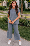 Quilted Short Sleeve Wide Leg Pants Set