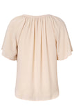 Split Neck Pleated Loose Top