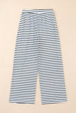 Drawstring Striped Wide Leg Pants