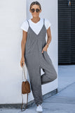 Textured Sleeveless V-Neck Pocketed Casual Jumpsuit