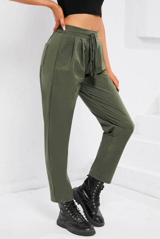 Casual Elastic Drawstring Waist Pants