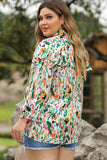 Multicolor Abstract Print 3/4 Puff Sleeve Ruffle Blouse