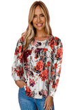 Floral Short Sleeve Round Neck Blouse