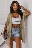 Khaki Pocketed Knit Dolman Sleeve Cardigan