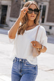 White Waffle Knit Drop Shoulder Loose Top