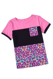 Leopard Print Color Block Textured T-shirt