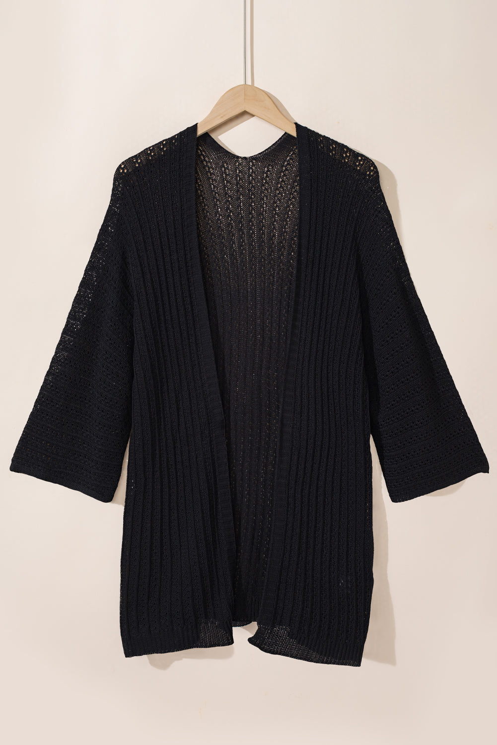 White Hollow-out Knit Kimono Lightweight Cardigan