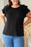 Plain Tiered Ruffled Short Sleeve T Shirt