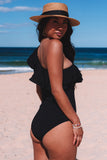 Ruffle Tiered One Shoulder One Piece Swimsuit