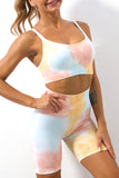 Tie Dye Criss Cross Strappy Sports Bra