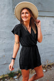 V Neck Wrap Short Sleeve Romper