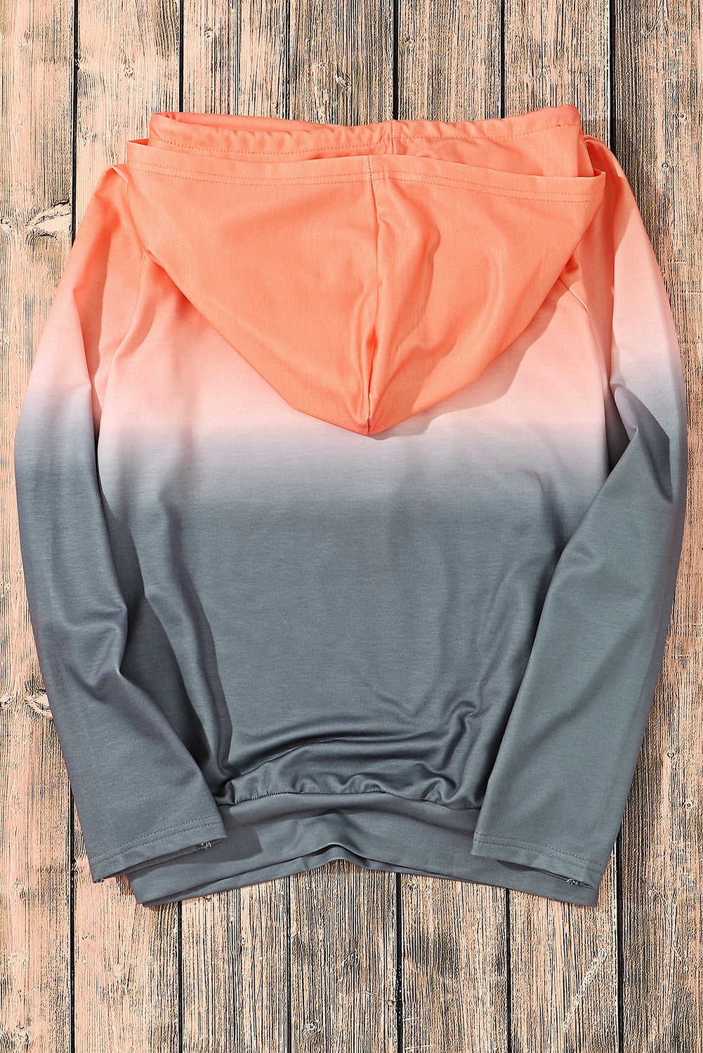 Gradient Thumbhole Sleeve Pocketed Zipper Hoodie