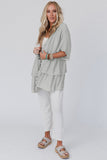 Ruffled Trim Half Sleeve Open Front Kimono