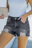 Distressed Frayed Denim Shorts