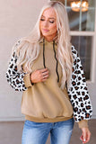 Leopard Bishop Sleeve Hooded Sweatshirt