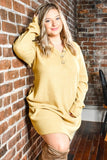 Robe Henley côtelée jaune à manches longues et poches de grande taille